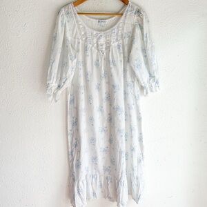 Vintage Miss Elaine Floral Cotton Nightgown Medium Prairie Cottagecore Coquette